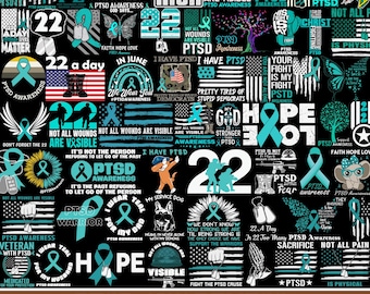 PTSD Awareness Designs, Veteran Png, Teal Ribbon Png, Warrior Shirt, Faith Over Fearm, Mental Health, You Matter, Bundle Sublimation