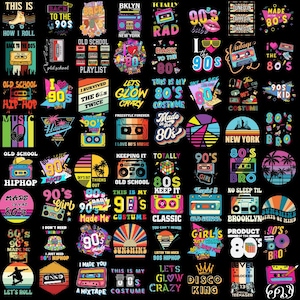 Throwback to the 80s Bundle, 80s Graphics, Png Bundle, Back to 80s, 80s Files, 80s Party, 80s Shirt, Bundle Sublimation, Instant Download