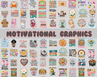 Imágenes digitales motivacionales, citas inspiradoras, paquete PNG, PNG positivo, citas de bondad, autocuidado, vibra positiva, descarga digital