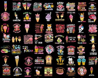 Ice Cream Png Bundle, Funny Ice Cream, Summer Cliparts, Ice Crea Cone, Ice Cream Time, Sweet Treats, Bundle Sublimation, Insant Download