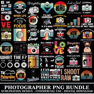 Imágenes PNG de fotógrafos, archivo de fotografía, diseños de cámaras, camiseta de fotografía, PNG divertido, archivo digital, cita de fotografía, descarga digital