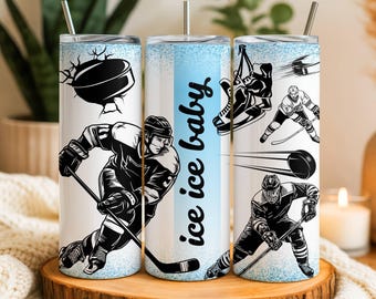 Ice Hockey Tumbler Wrap, Hockey Graphic, Tumbler Design, Ice Sport, Hockey Lover, Digital File, 20oz Skinny Tumbler