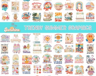 Sunshine Summer Png Bundle, Retro Coquette Aesthetic, Salty Tanned Tipsy Shirt Graphic, Summer Beach Vibe, Sublimation Bundle