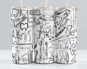 Zahnarzt 20 Unzen Skinny Tumbler, digitaler Zahn, gerade Becher, Zahnarzt Geschenk, Zahnarzt Sublimation, Instant Download, Becher Design