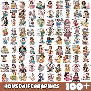 Retro Housewife Png Bundle, Sarcastic Women, Retro Printable, Housewife Prints, Sassy Mom, Retro Women, Pod Crafts, Digital download