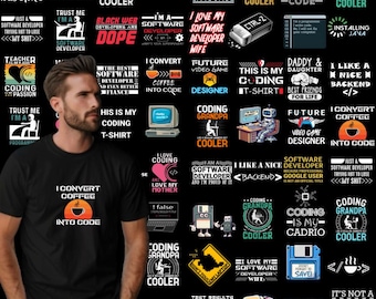 Grappige programmeur Png-bundel, codering Cliparts, computergeek, It Guy, ontwikkelaarshirt, Office-mok afdrukken, commercieel gebruik, Instant Download