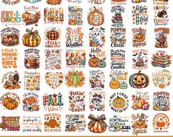 Fall PNG Bundle, Trendy Fall Sublimation Png, Pumpkin Season Png, Christian Fall Png, Farmhouse Decor Png, Digital Cliparts