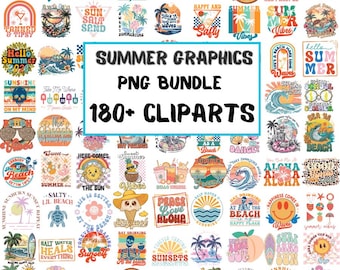 180+ Summer PNG Clipart Bundle, Beach Vibes Graphics (Digital Download)