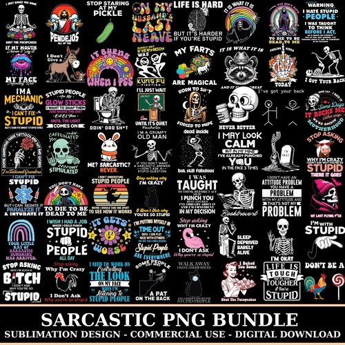 Sarcastic Bundle Png, Funny Quotes, Png Bundle, Adult Humour, Funny Shirt, Funny Jokes, Shirt Files, Funny Graphics, Commercial use, Digital