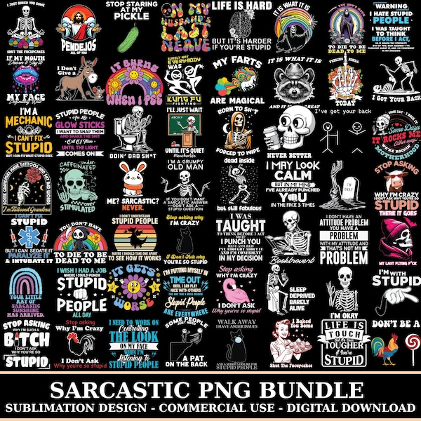 Sarcastic Bundle Png, Funny Quotes, Png Bundle, Adult Humour, Funny Shirt, Funny Jokes, Shirt Files, Funny Graphics, Commercial use, Digital
