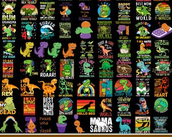 Dinosaur PNG Clipart Bundle, Jurrasic Dino Graphics, Baby Shower Png, Kids T-Shirt Design, Cartoon Dinosaur Png, Birthday Party, Digital