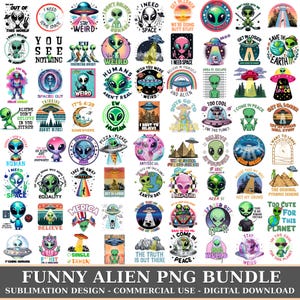 Funny Alien Png Bundle, Ufo Alien, Digital Bundle, Funny Graphics, Cute Alien, Alien Shirt, Outer Space Png, Space Images, Digital Download