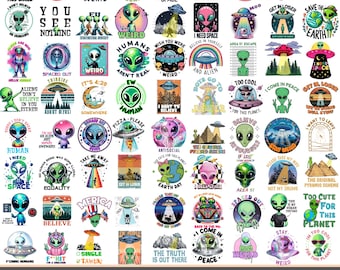Funny Alien Png Bundle, Ufo Alien, Digital Bundle, Funny Graphics, Cute Alien, Alien Shirt, Outer Space Png, Space Images, Digital Download