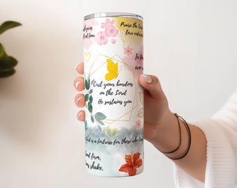Diseño PNG de vaso con afirmación cristiana bíblica, gráfico basado en la fe, vaso de Jesús y Dios, sublimación sin costuras, vaso de 20 oz, digital