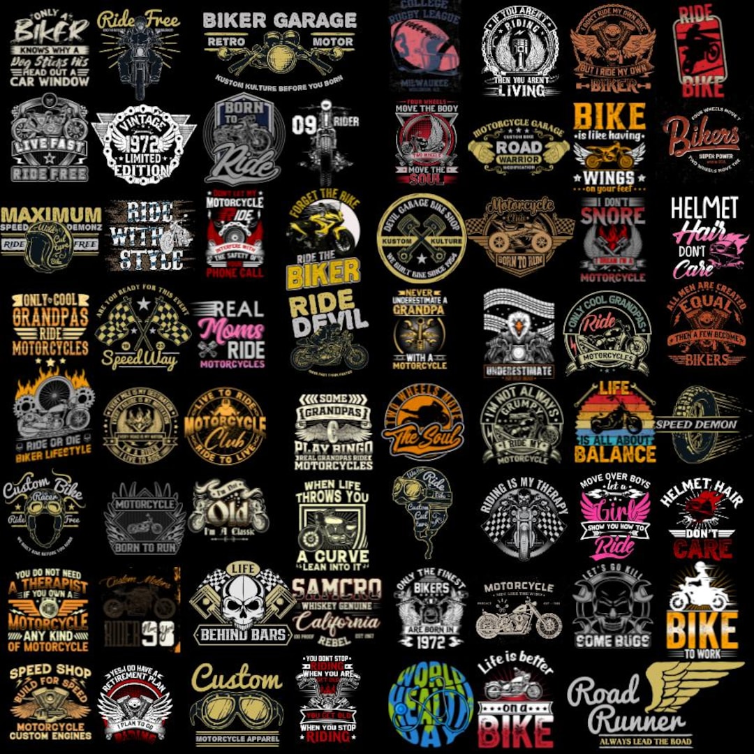 Classic Motorcycle Png Bundle, Shirt Designs, Motorbike Cliparts, Rider ...