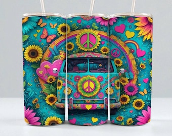 Hippie Tumbler Wrap, 20z Skinny Tumbler, Hippie Soul, Gipsy Style, Bohemian Gift, Hippie Clipart, Hippie Girl, Digital Download, Tumbler Png