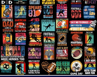 Football PNG Cliparts Bundle, Football Coquette Bow Png, Game Day Png, Touchdown Season, Football Mama Vibes, Retro T-Shirt Png, Digital