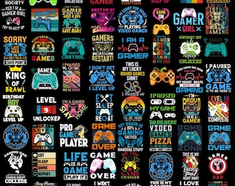 Gaming Graphic Bundle, Funny Gamer, Gaming Addictet, Png Bundle, Game lover, Video Game, Game Designs, Gamer Shirt, Digital Download