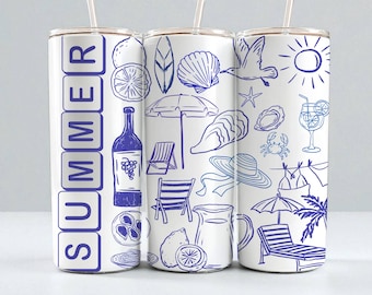 Amalfi Summer Tumbler Design, Italian Coast Graphic (Digital Download)