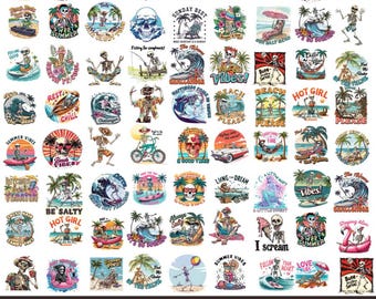 Funny Summer Skeletons Png Bundle, Funny Summer Grraphics, Skeleton Shirt Graphic Design, Summer Vacation Cliparts, Digital