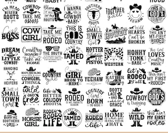 Western PNG Grafiken Bundle, Cowboy Cowgirl Zitate, Howdy T-Shirt Grafiken, Landschaft Cliparts, wilder Westen Png, Sublimation Png