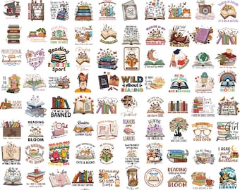 Pacchetto di lettura PNG, citazioni di libri, amante dei libri, bibliotecario PNG, libri floreali, pila di libri, design di libri, sublimazione di libri, pacchetto digitale