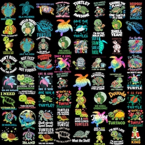 Turtle Png Bundle, Sea Turtle, Sea Life, Funny Png, Funny Turtle, Turtle Shirt, Sea Animals, Turtle Cliparts,  Bundle Sublimation