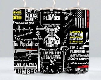 Rivestimento per bicchiere termico Plumber Life da 20 oz, design senza cuciture (download digitale)