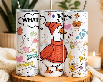 Silly Goose Tumbler Wrap PNG, Funny Quirky Goose Sublimation File (Digital Download)