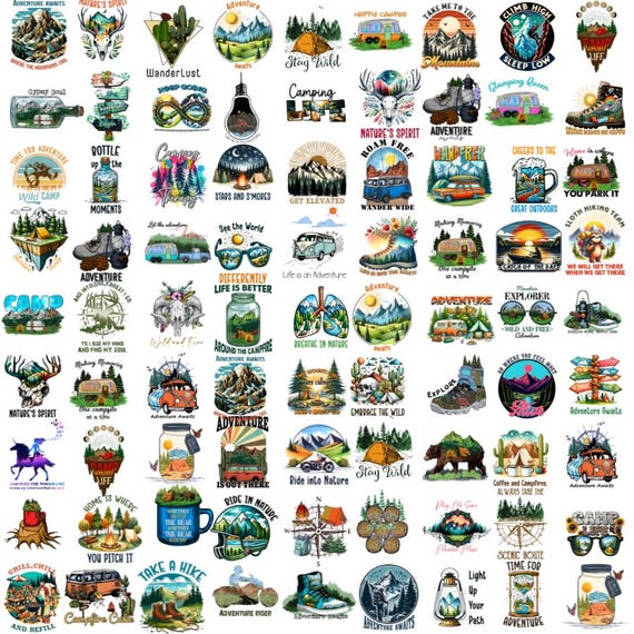 Adventure Png Bundle, Outdoor Graphics, Camping Life, Wild Soul, Nature Lover, Explorer Cliparts, Pod Crafts, Mountain Sublimation