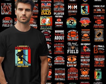 200+ Football Mega PNG Bundle, Touchdown Quote Png, Game Day Png, Football Season Shirt Png, Heart On the Field, Football Mama Png, Digital
