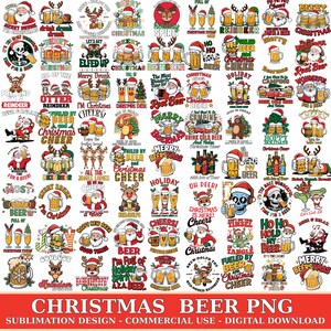 Christmas Beer Png Bundle, Funny Beer T-Shirt Png, Santa Beer Png, Christmas Drinking Png, Christmas Festive Day, Digital Download image 1