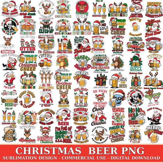 Christmas Beer Png Bundle, Funny Beer T-Shirt Png, Santa Beer Png, Christmas Drinking Png, Christmas Festive Day, Digital Download