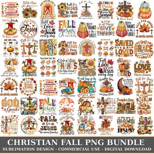Christliches Herbst-Grafikpaket, Blumen-Glaubens-PNG, christliche T-Shirt-Grafik, Herbstsaison-PNG, christliches Zitat, digitaler Download, DTF