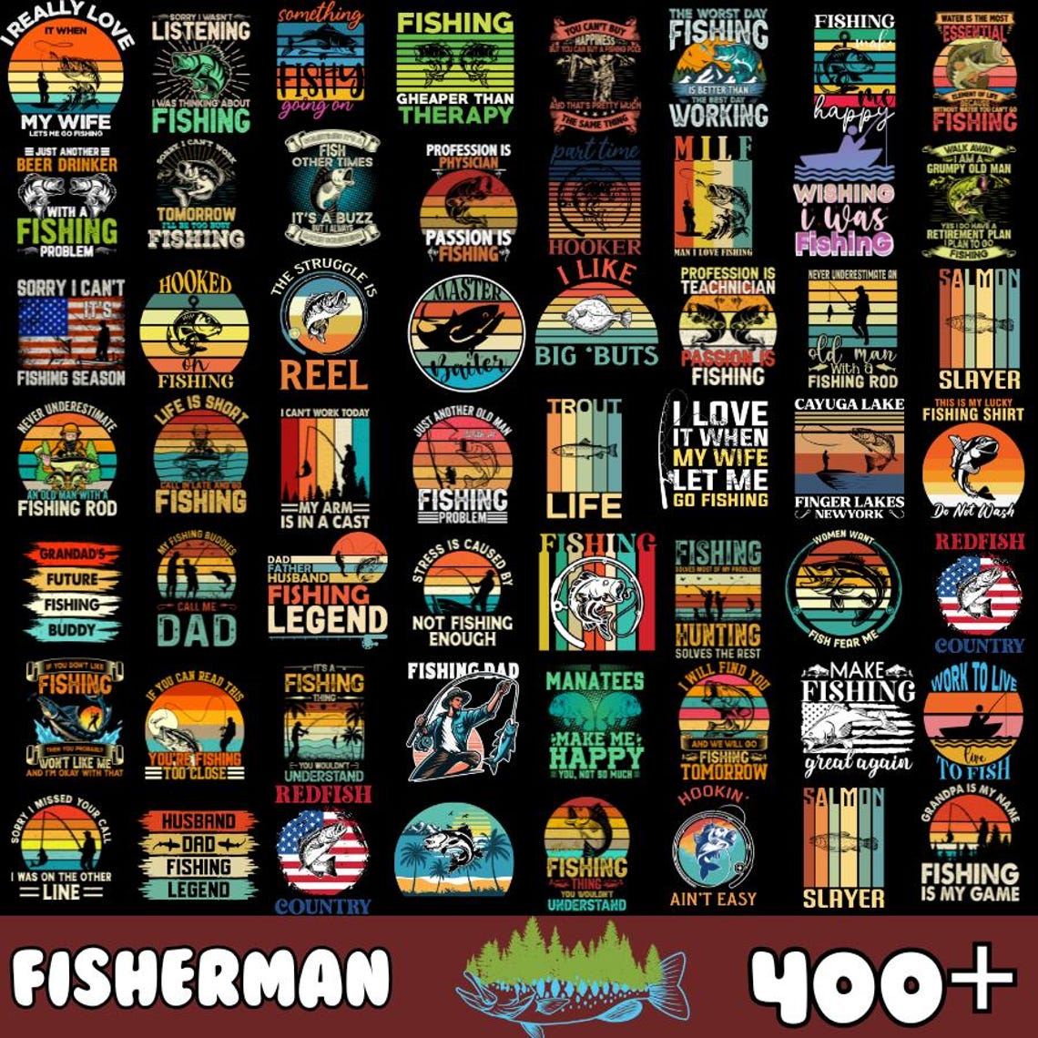 Fisherman Printable Bundle, Fishing Pngs, Png for Shirt, Fishing Quotes ...