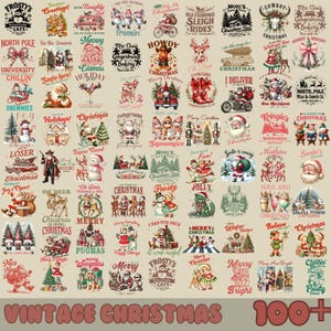 ヴィンテージ クリスマス バンドル PNG、サンタクロース PNG、ヴィンテージ デザイン、メリー クリスマス、オールド バイブ、サンタ シャツ、クリスマス ギフト、デジタル ダウンロード