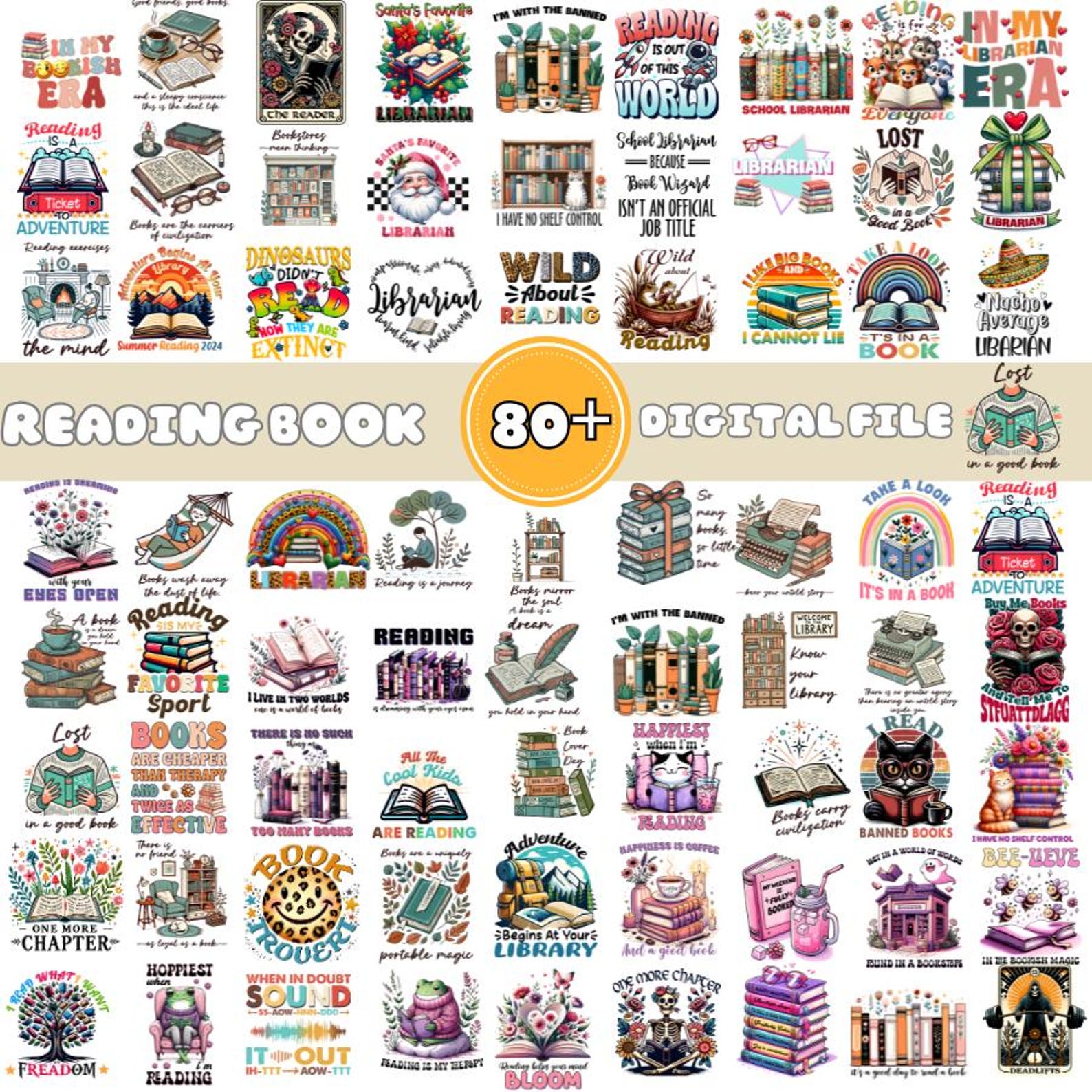 Reading Boook Graphics Read Book Png Bundle, Books Quote, Digital Bundle, Books Cliaprts ...