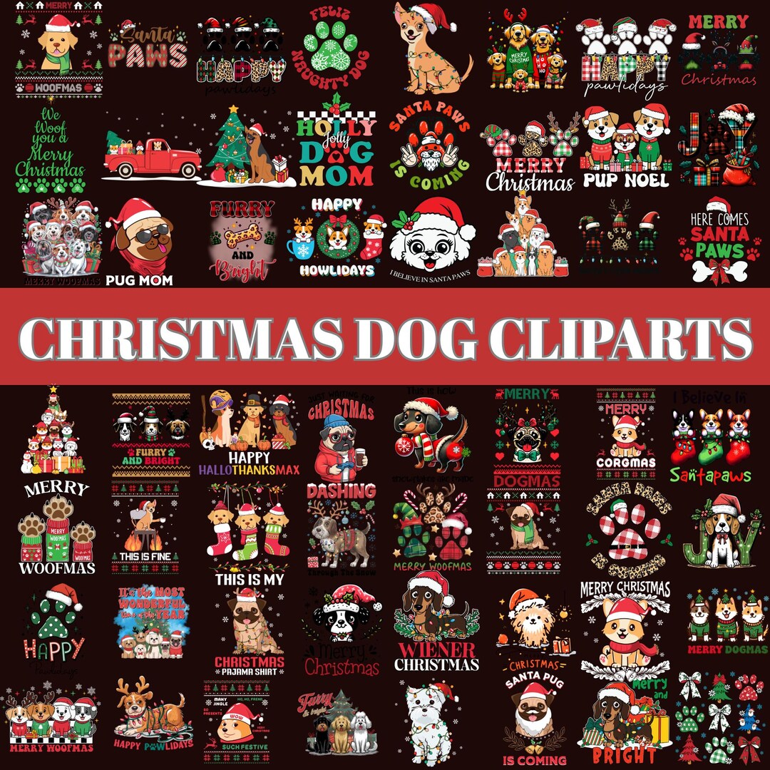 Christmas Dog PNG Bundle, Holiday Clipart (digital Download) - Etsy