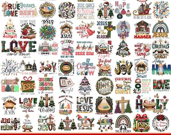 Christian Christmas PNG Bundle, Jesus Nativity Graphics, Christimas Season Png, Religious Quote, Commercial Use, Digital