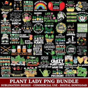 Paquete de la loca de las plantas, Plantas en maceta PNG, Camiseta de jardinería, Cita sobre plantas, Cliparts divertidos, Gráficos de jardín, Amante de las plantas, Descarga instantánea