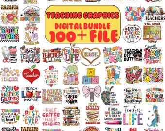 Teacher Png Bundle, Teacher Life Sublimation Png, Teacher Appreciation Png, Rainbow Teacher Png, Classrom Cliparts, DTF, Digital Download