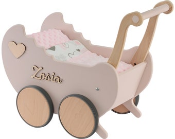 Poupée Landau Bébé Cadeau Personnalisé Marcheur En Bois Montessori Jouet Bois