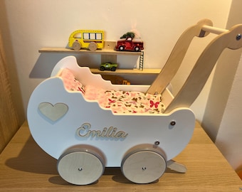 Poussette pour poupée, cadeau de bébé, trotteur en bois personnalisé, jouet Montessori en bois