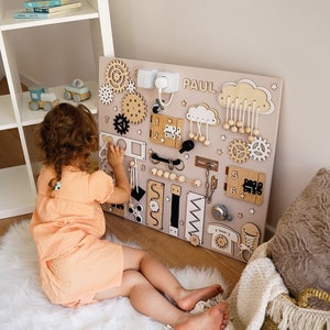 Toddler Busy Board, Activity Board, Gift, Montessori Board, 1st Birthday Gift zdjęcie 4