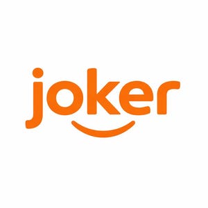 May include: The word "Joker" in orange, with a smiling mouth graphic replacing the letter "o". The design is set against a white background. The logo is simple and modern.