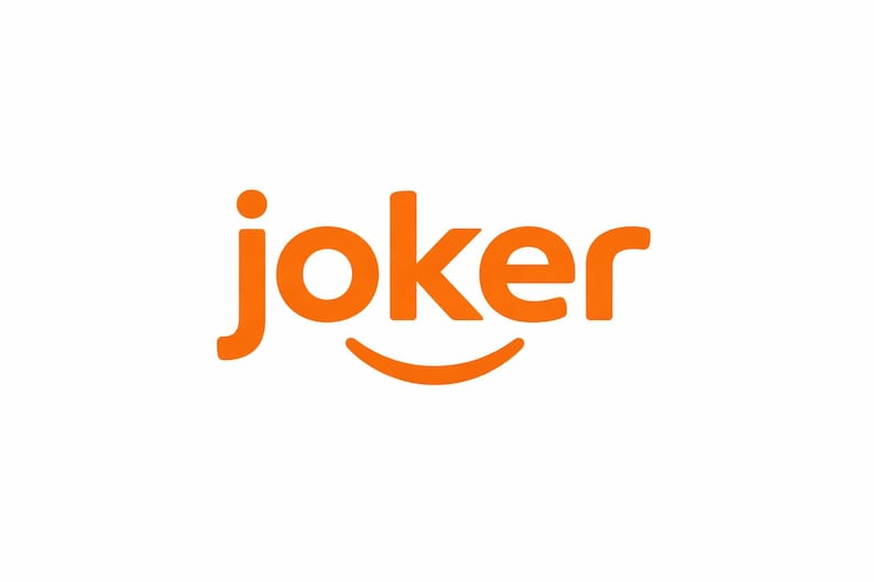 May include: The word "Joker" in orange, with a smiling mouth graphic replacing the letter "o". The design is set against a white background. The logo is simple and modern.