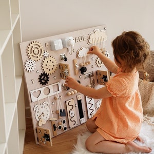 Toddler Busy Board, Activity Board, Gift, Montessori Board, 1st Birthday Gift zdjęcie 5