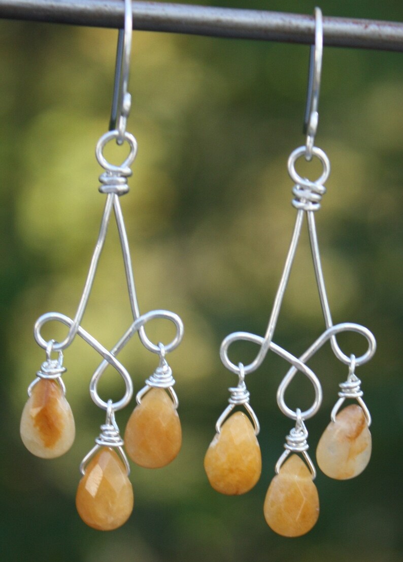 Handmade Earrings Sterling Silver Wire Wrapped Honey Jasper Etsy