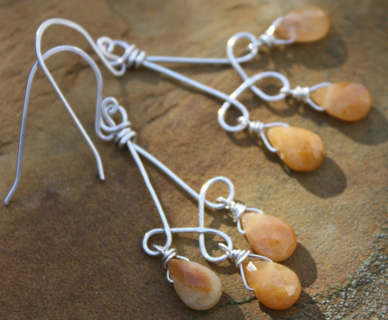 Handmade Earrings Sterling Silver Wire Wrapped Honey Jasper Etsy