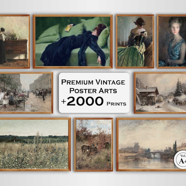 2000+ Vintage Wall Art Set, Vintage Printable Rustic European, MEGA BUNDLE, French Country Farmhouse, Antique Oil Painting, Digital Download